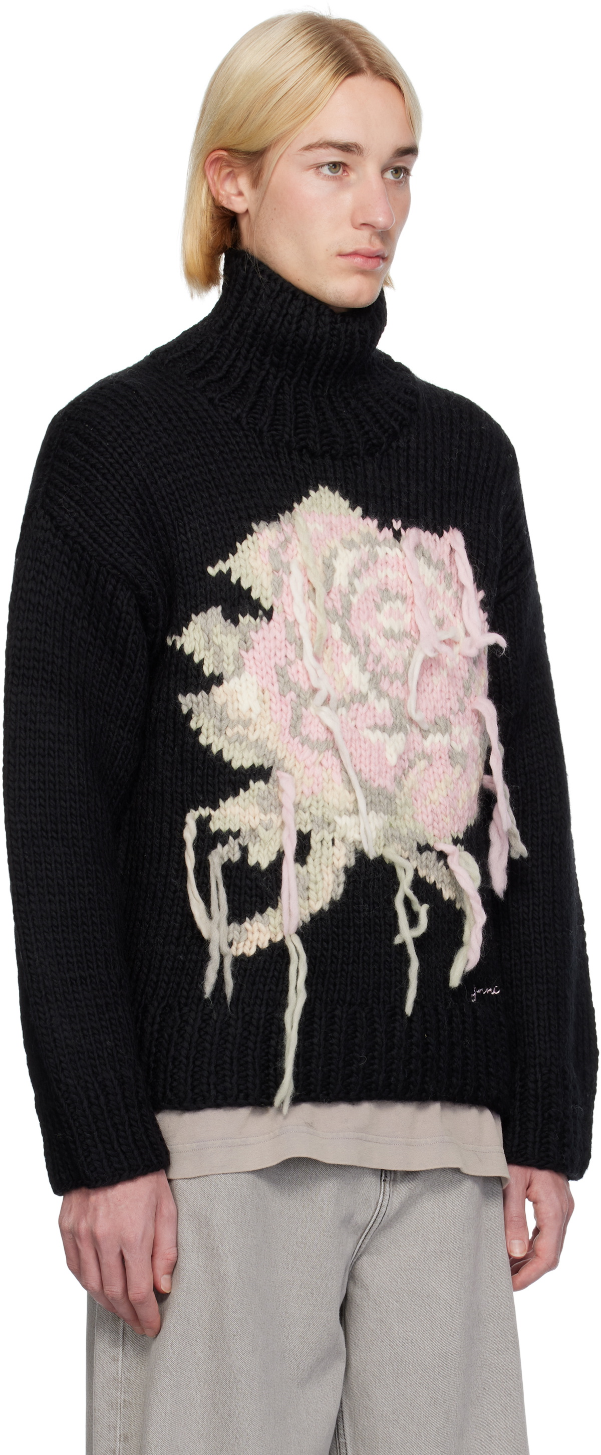 ganni ニット GANNI Black Handknit Turtleneck GANNI