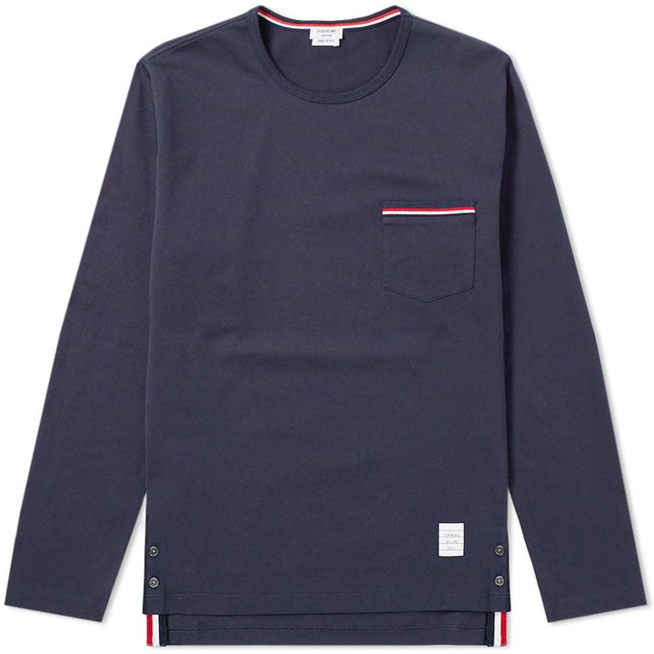 Photo: Thom Browne Long Sleeve Medium Weight Jersey Pocket Tee Blue