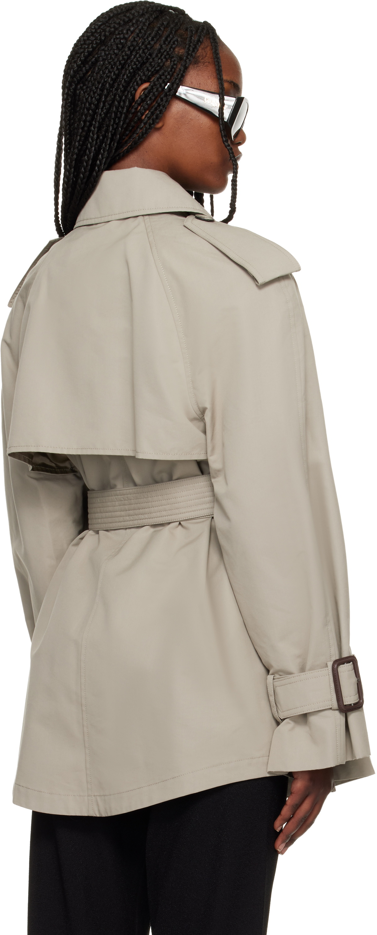 WARDROBE.NYC Taupe Clean Mini Trench Coat