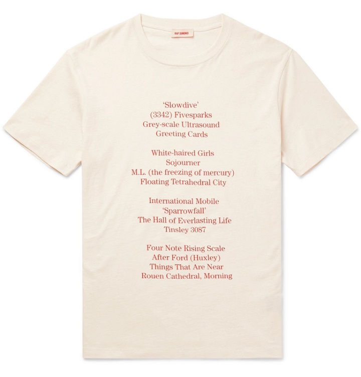 Photo: Raf Simons - Slim-Fit Printed Cotton-Jersey T-Shirt - Neutrals