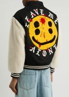 Saint Mxxxxxx X Cactus Plant Flea Market Panelled Wool-blend Varsity Jacket Black And White