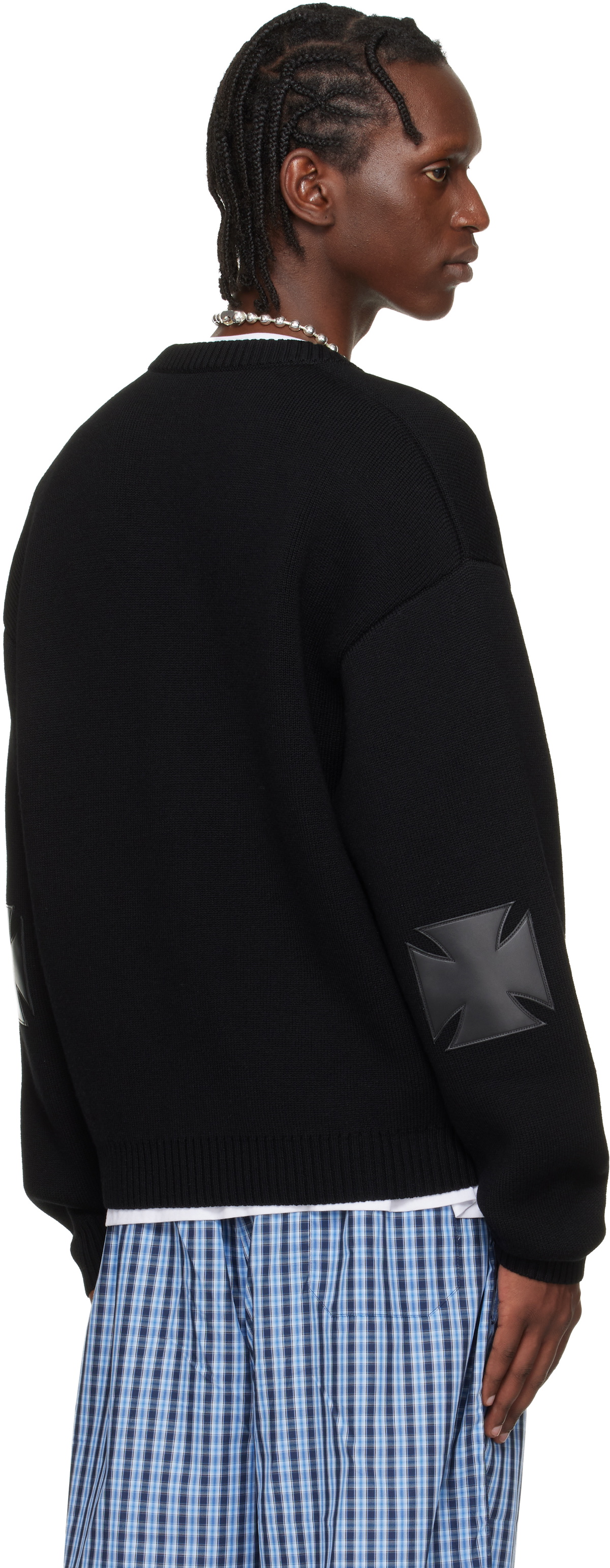 VETEMENTS Black Leather Crosses Cardigan Vetements