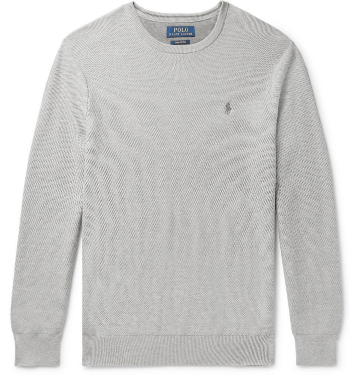 Photo: Polo Ralph Lauren - Honeycomb-Knit Pima Cotton Sweater - Men - Light gray