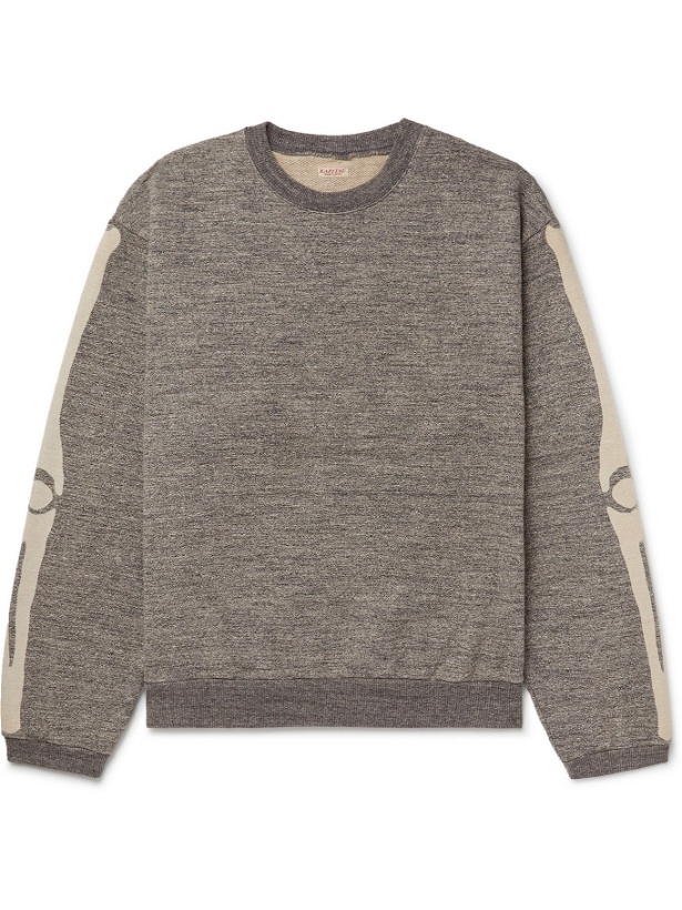 Photo: KAPITAL - Printed Mélange Loopback Cotton-Jersey Sweatshirt - Gray