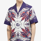 Gucci Men's Bandana Print Vacation Shirt in White/Blue