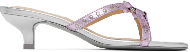 Photo: Sandy Liang Silver & Pink Spy Kitten Heeled Sandals