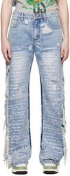 Who Decides War Blue Ultra Flare Scripture Jeans