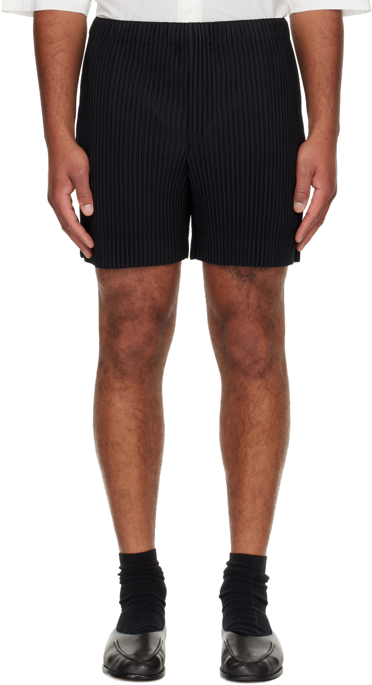 HOMME PLISSÉ ISSEY MIYAKE Black Tight Twist Cotton Knit Shorts