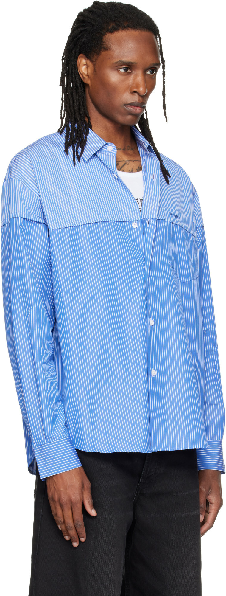 VETEMENTS Blue Merged Cut Shirt