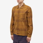 Folk Men's Check Patch Shirt in Tobacco Fine Check