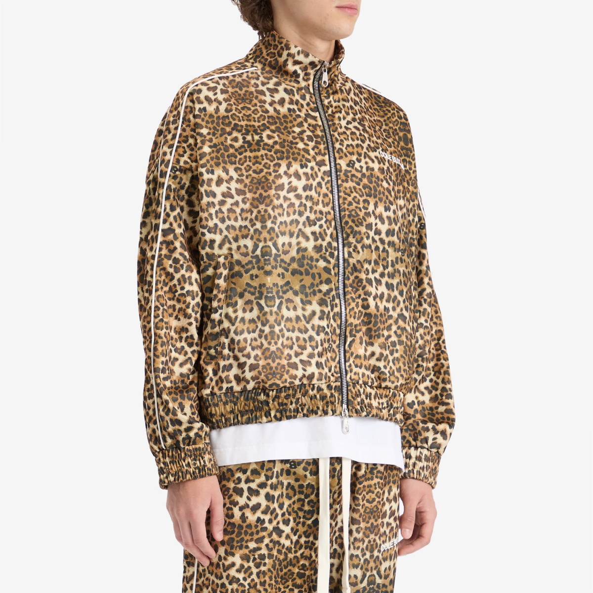 Cole Buxton Men's Piped Track Jacket in Leopard