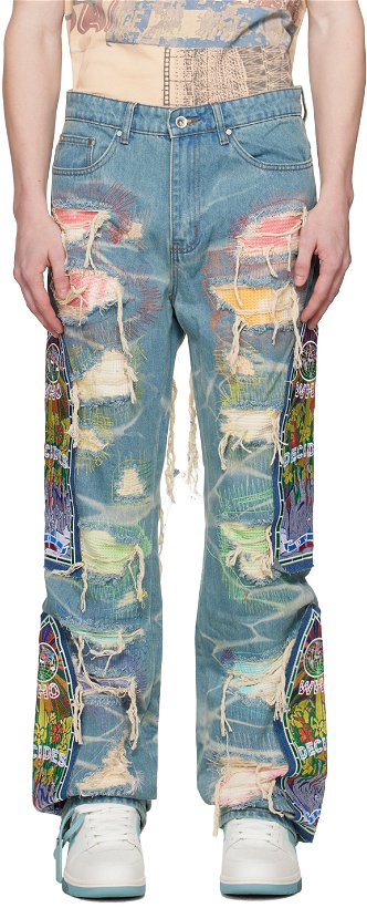 Photo: Who Decides War SSENSE Exclusive Blue Jeans