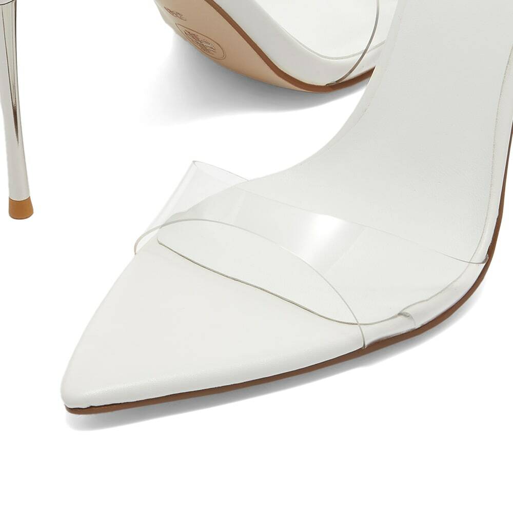 Femme LA Women s Azucar Slip On Heel in Ghost White Clear