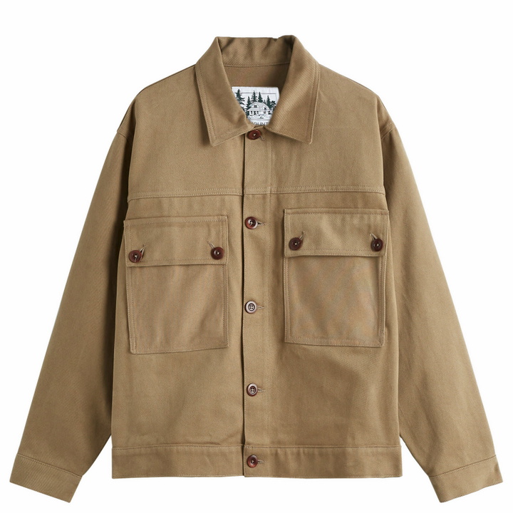 Photo: Café Mountain Men's Reverse Panel Workers Jacket in Washed Limestone