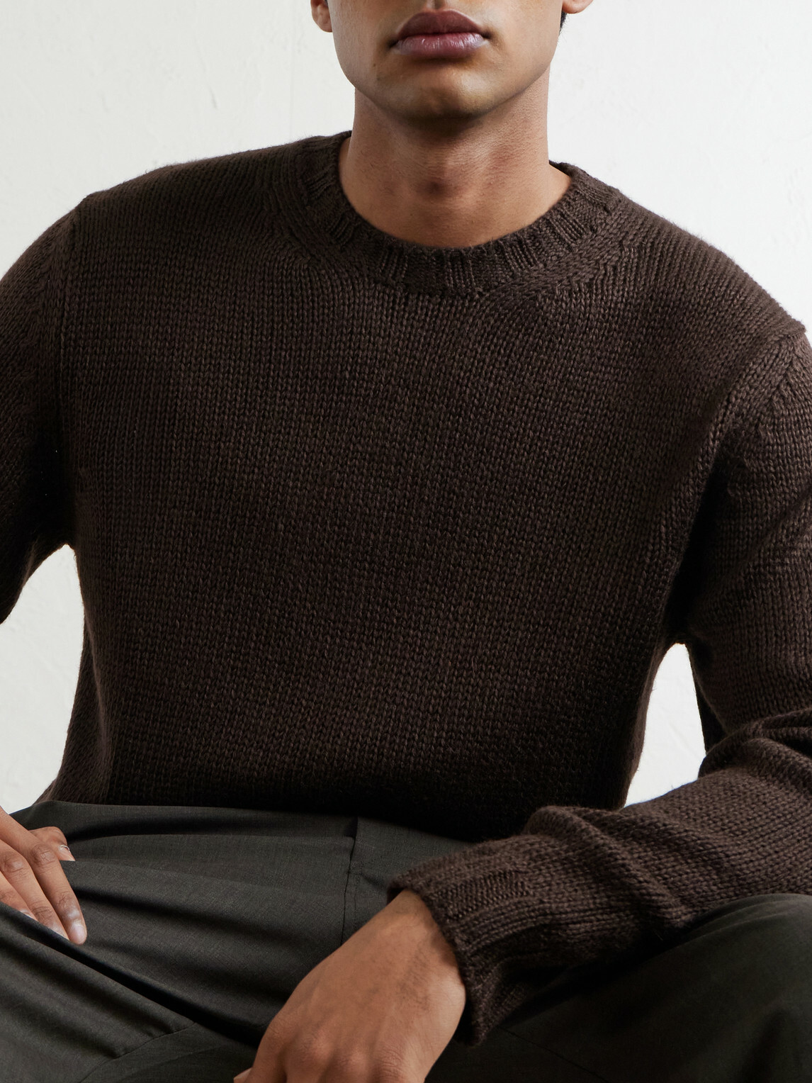 Saman Amel - Gio Slim-Fit Silk Sweater - Brown