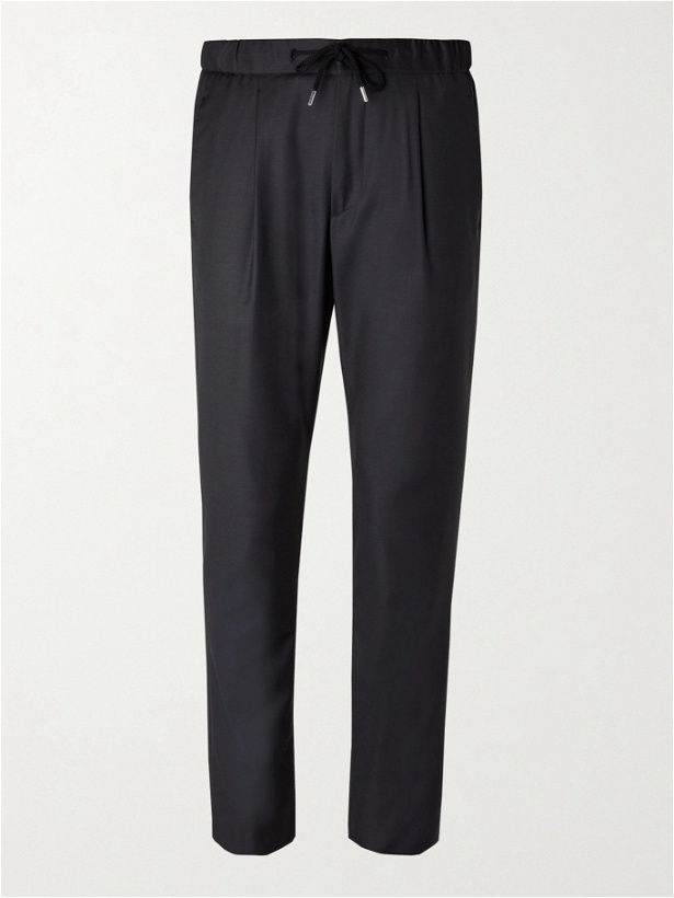 Photo: GIORGIO ARMANI - Virgin Wool and Cashmere-Blend Drawstring Trousers - Blue