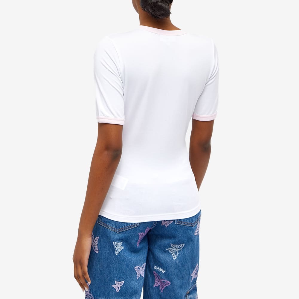 GANNI Women's Butterfly Logo Fitted T-Shirt in Bright White