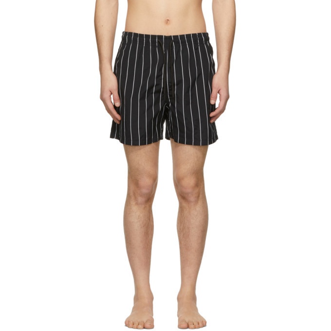 Photo: Solid and Striped Black and White Classic Swim Shorts
