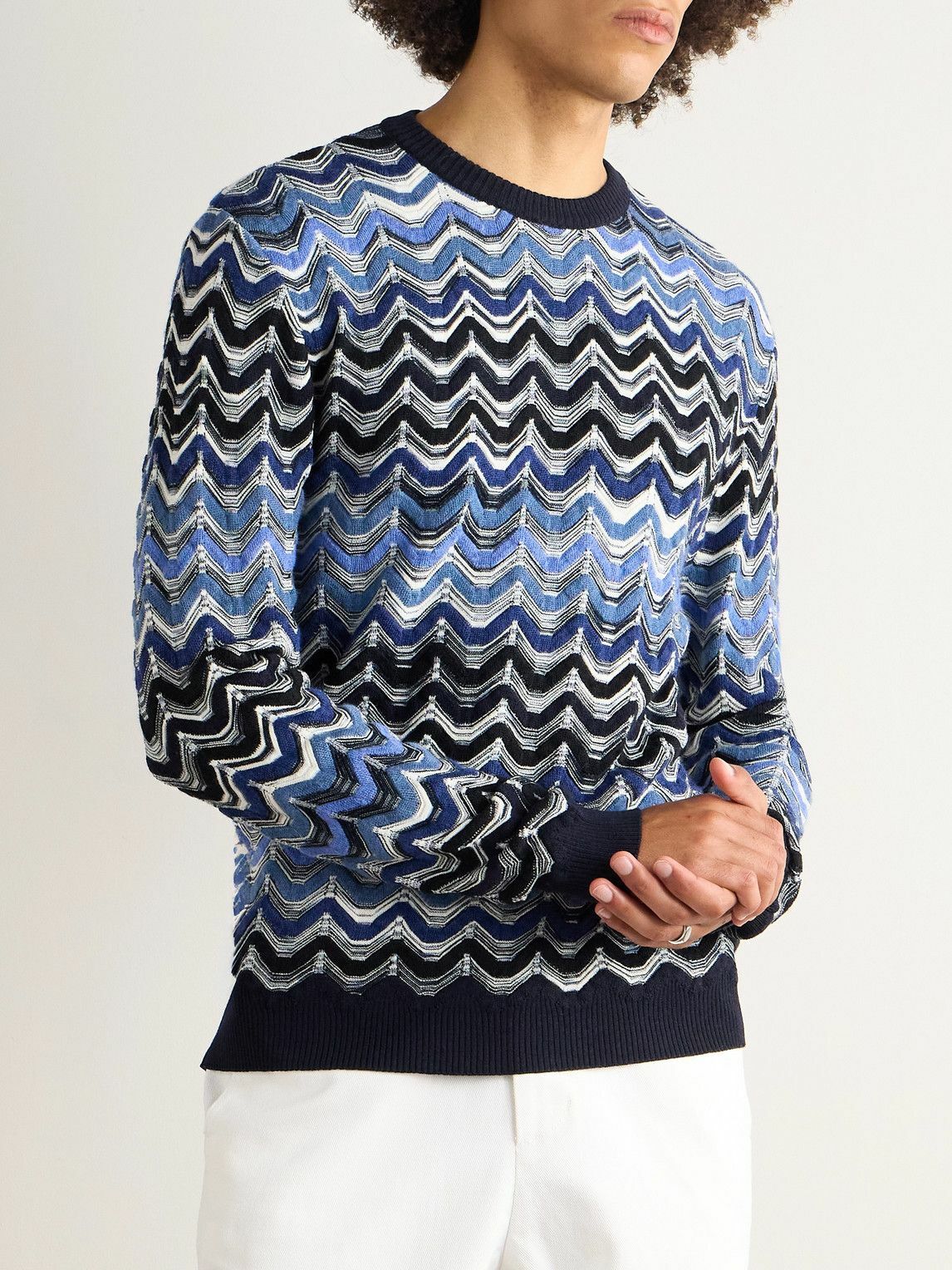 Missoni - Slim-Fit Striped Wool Sweater - Blue