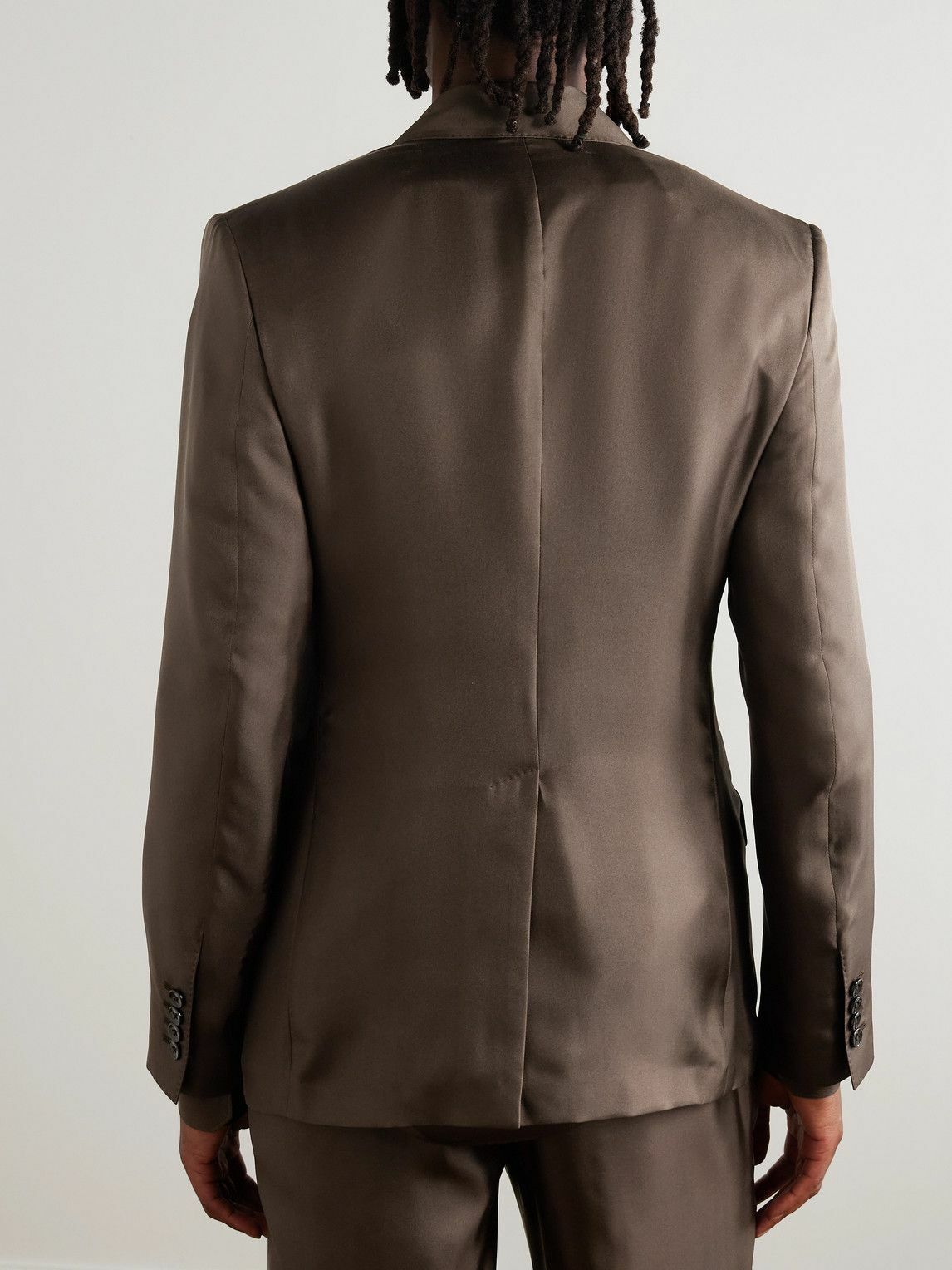 Dolce&Gabbana - Double-Breasted Silk-Twill Suit Jacket - Brown