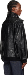 AURALEE Black Zip Lamb Leather Jacket