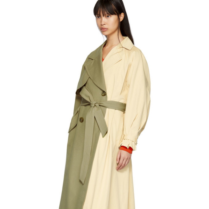 Enfold Beige Double-Faced Asymmetrical Trench Coat