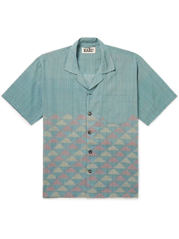 Photo: Karu Research - Camp-Collar Cotton-Jacquard Shirt - Blue
