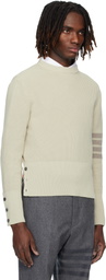 Thom Browne Beige Cotton Cardigan Stitch 4-Bar Sweater