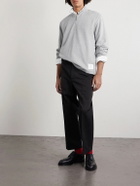 Thom Browne - Logo-Appliquéd Cotton-Jersey Half-Zip Sweatshirt - Gray
