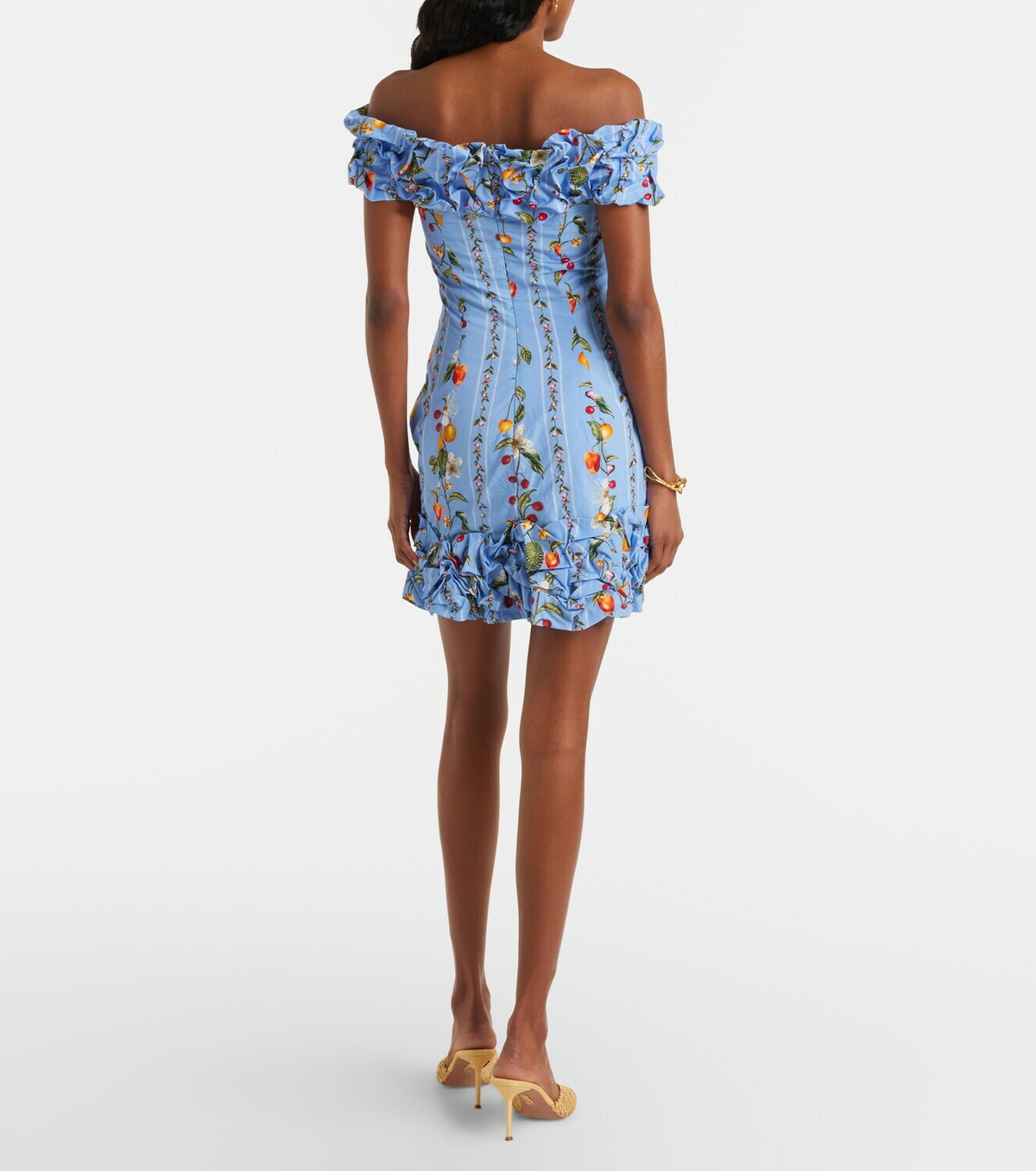 Agua by Agua Bendita Jardin printed off-shoulder cotton minidress