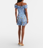 Agua by Agua Bendita Jardin printed off-shoulder cotton minidress