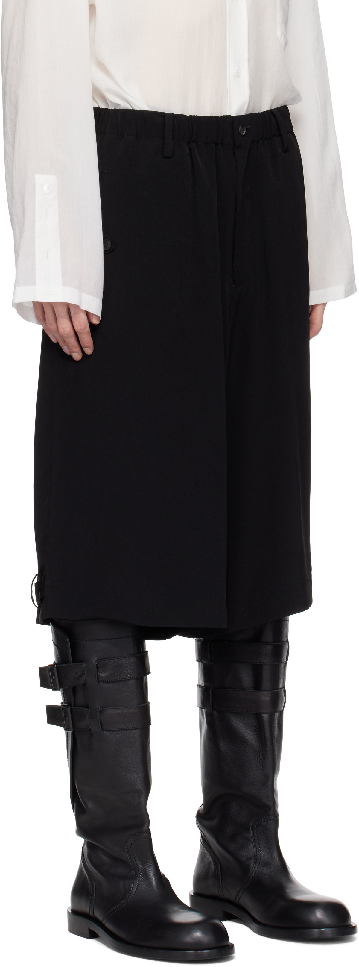 YOHJI YAMAMOTO Black Tab Half Shorts
