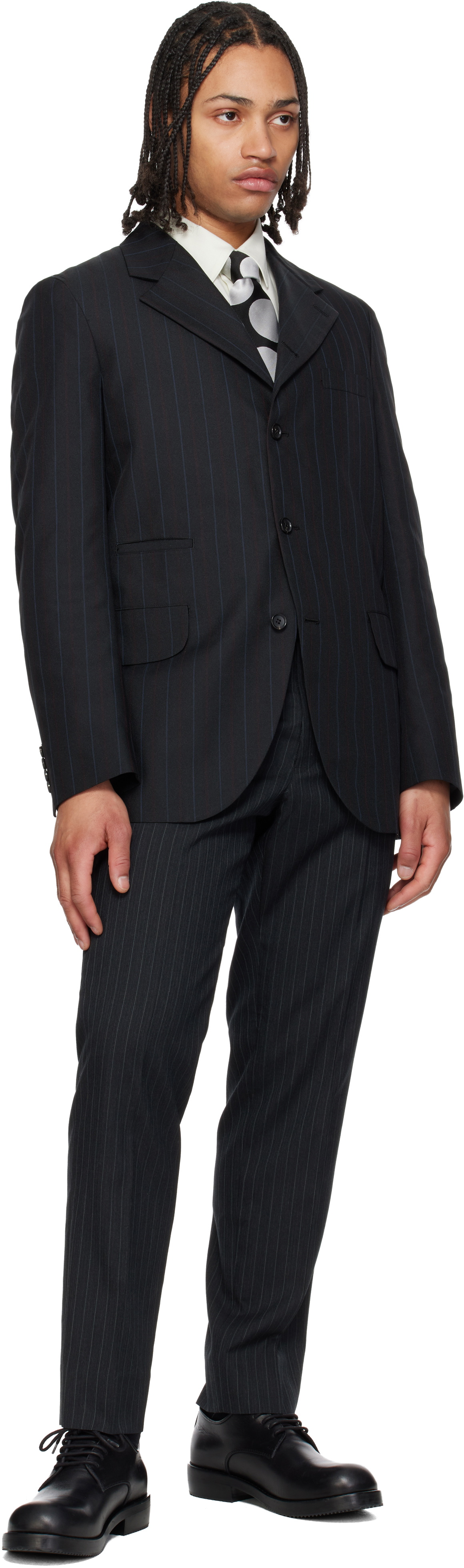 Comme des Garçons Homme Deux Black & White Silk Polka Dots Tie