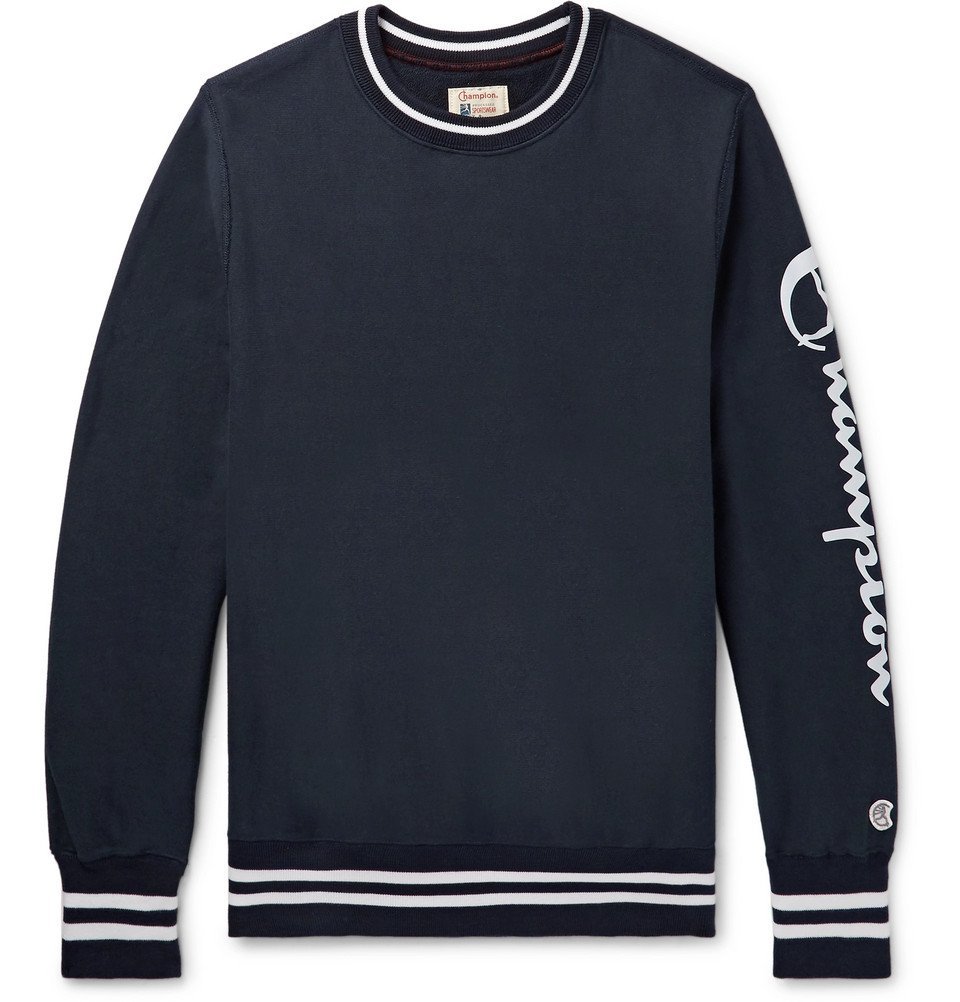 Todd Snyder Champion - Logo-Print Loopback Cotton Jersey Sweatshirt - Midnight blue