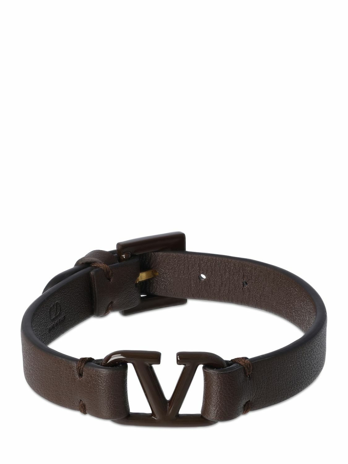 Photo: VALENTINO GARAVANI - Tone-on-tone V Logo Leather Bracelet