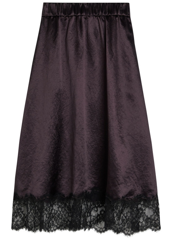 Photo: Maria Mcmanus Lace-trim Satin Midi Skirt Plum