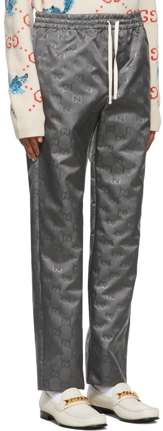 GUCCI Pants Men, GG cotton trousers Grey