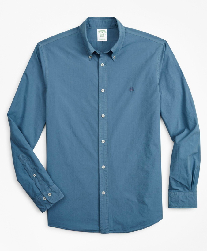 Photo: Brooks Brothers Men's Milano Fit Garment-Dyed Sport Shirt | Provincial Blue