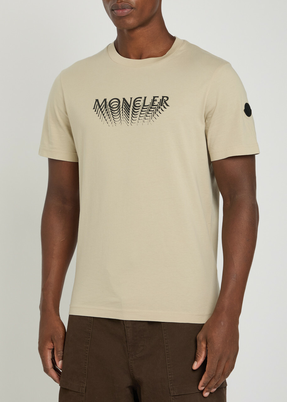 Moncler Logo-print Cotton T-shirt Beige