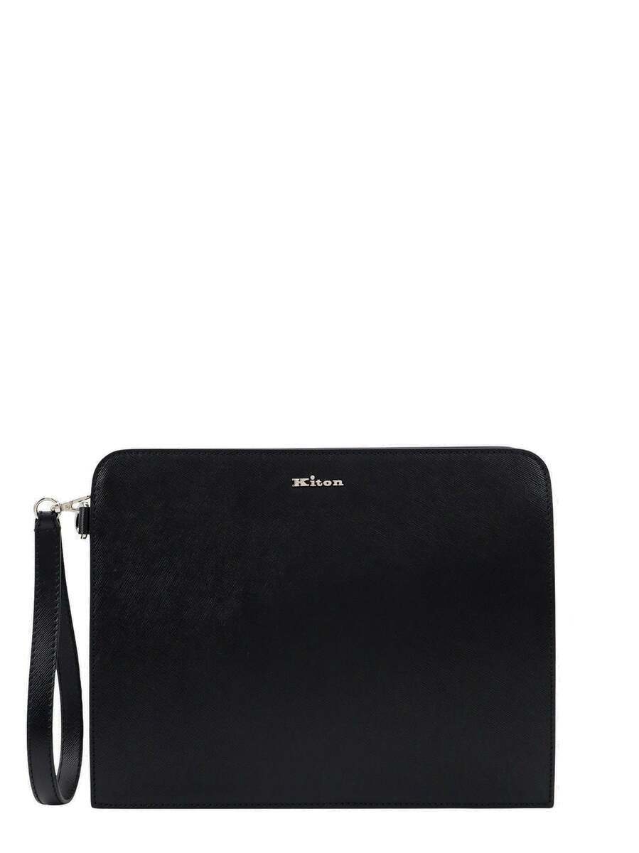 Kiton Men's Leather Clutch Black