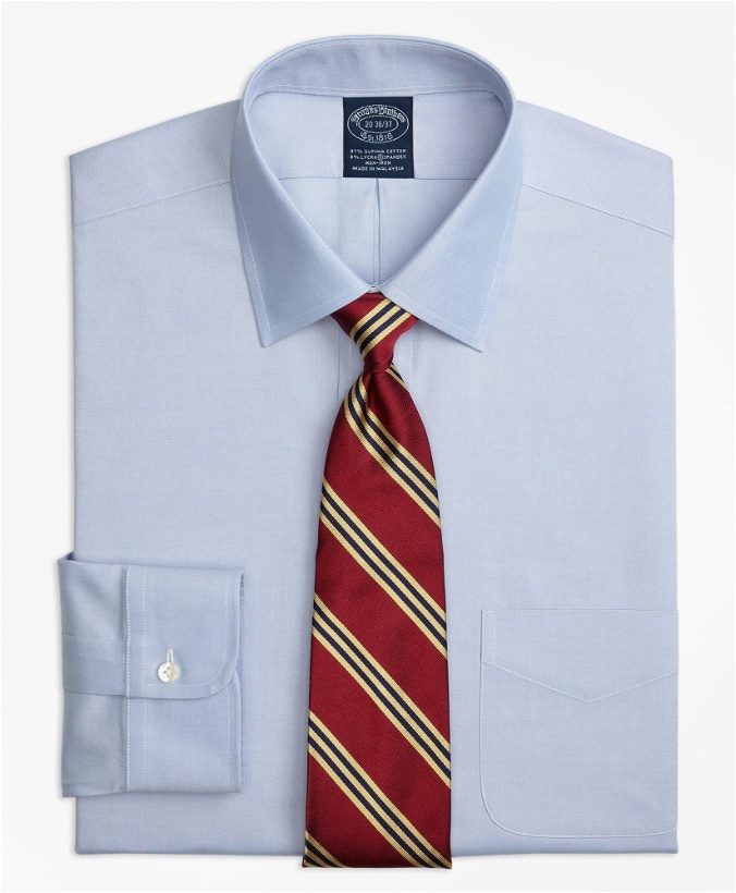 Photo: Brooks Brothers Men's Stretch Big & Tall Dress Shirt, Non-Iron Pinpoint Spread Collar | Blue