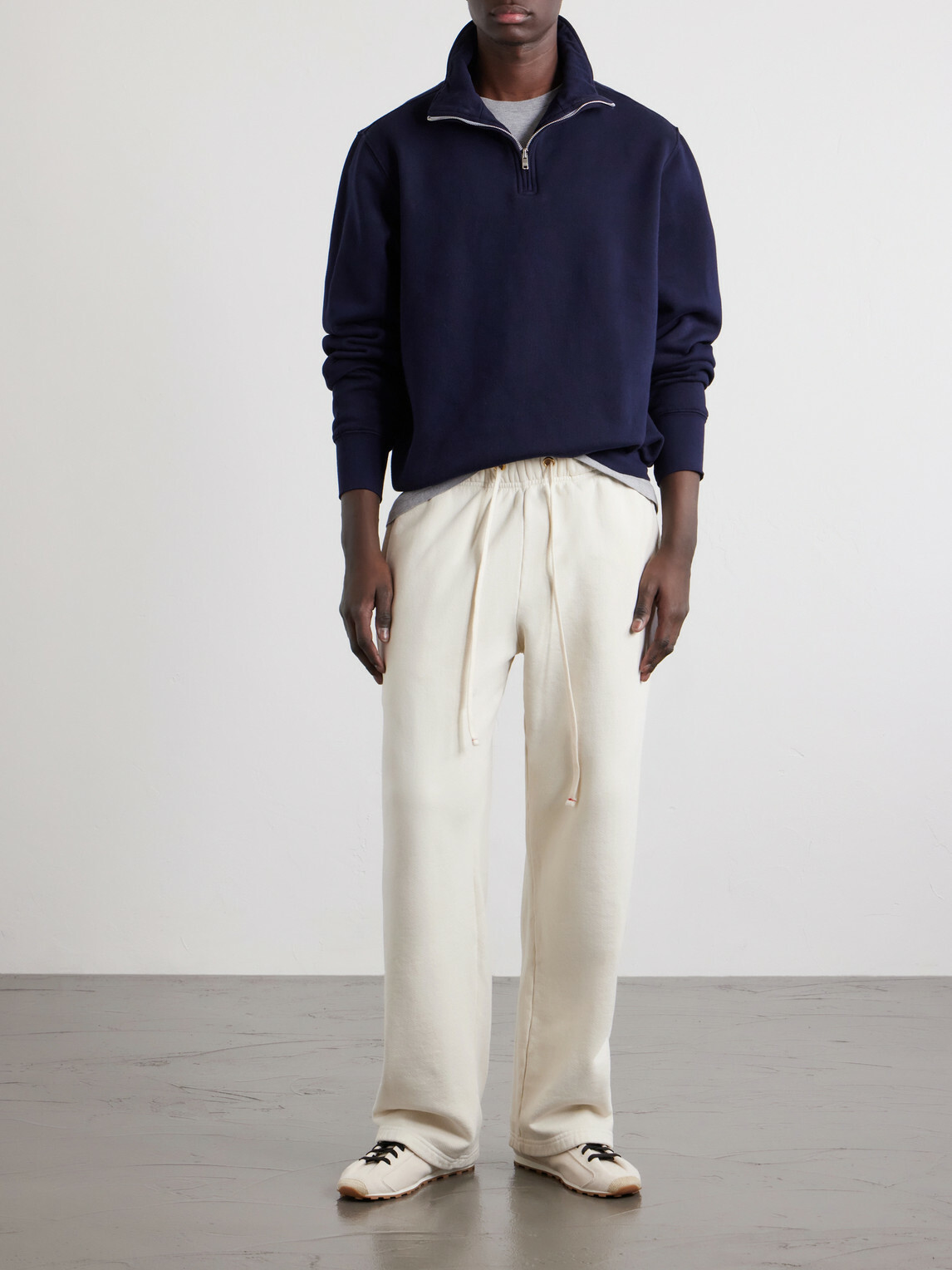 Les Tien - Yacht Garment-Dyed Cotton-Jersey Half-Zip Sweatshirt - Blue