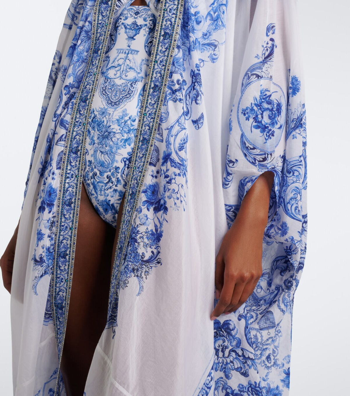 Camilla Embellished printed cotton and silk kaftan