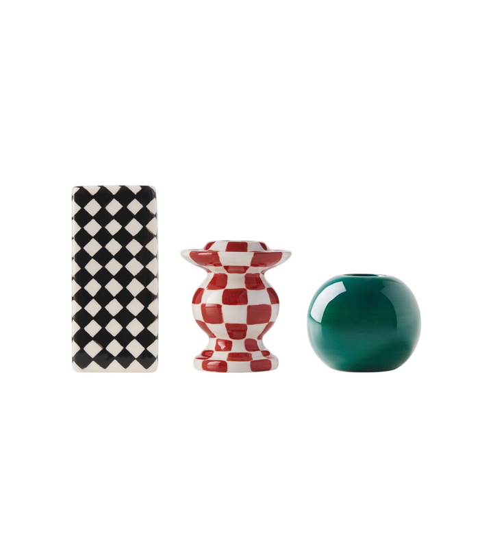 Photo: Serax Les Objets Mouleversants Chessboard set of 3 ceramic candle holders