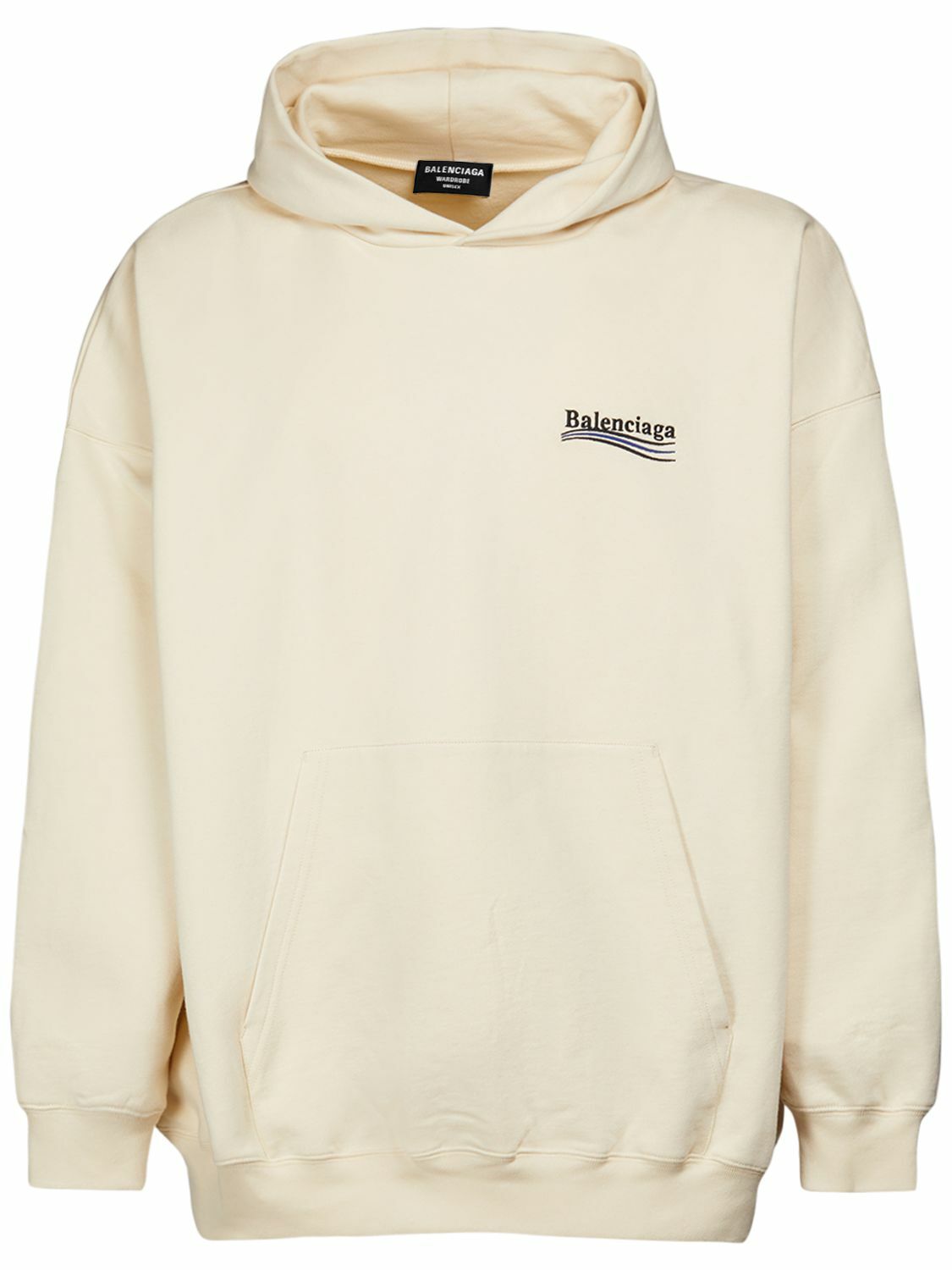 BALENCIAGA - Logo Embroidery Cotton Hoodie Balenciaga