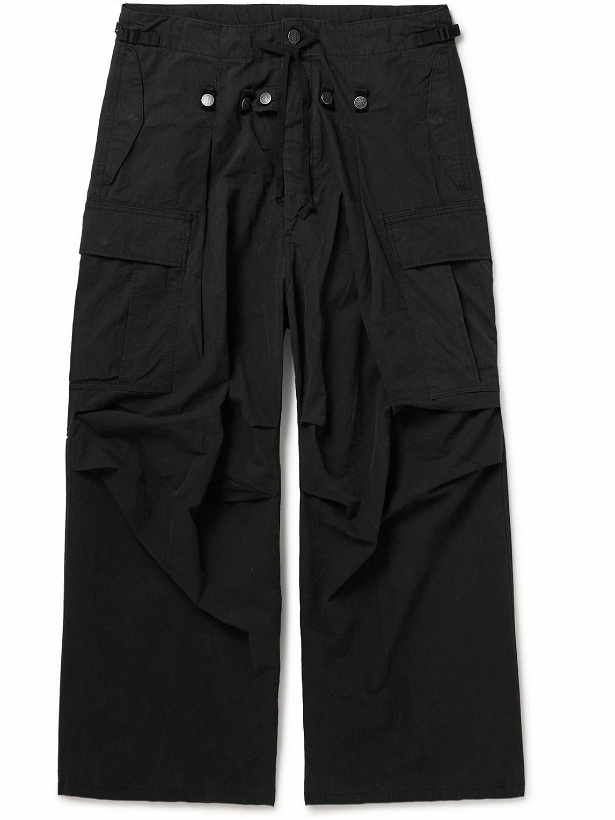 Photo: KAPITAL - Jumbo Wide-Leg Cotton-Blend Ripstop Cargo Trousers - Black