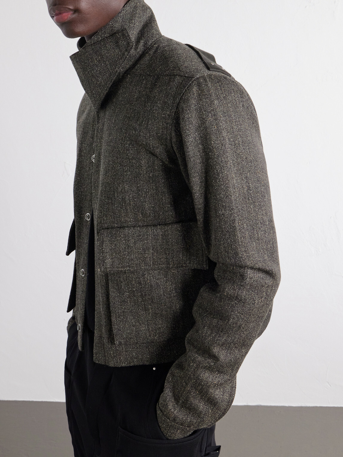 Rick Owens - Tower Alice Mélange Wool Bomber Jacket - Gray