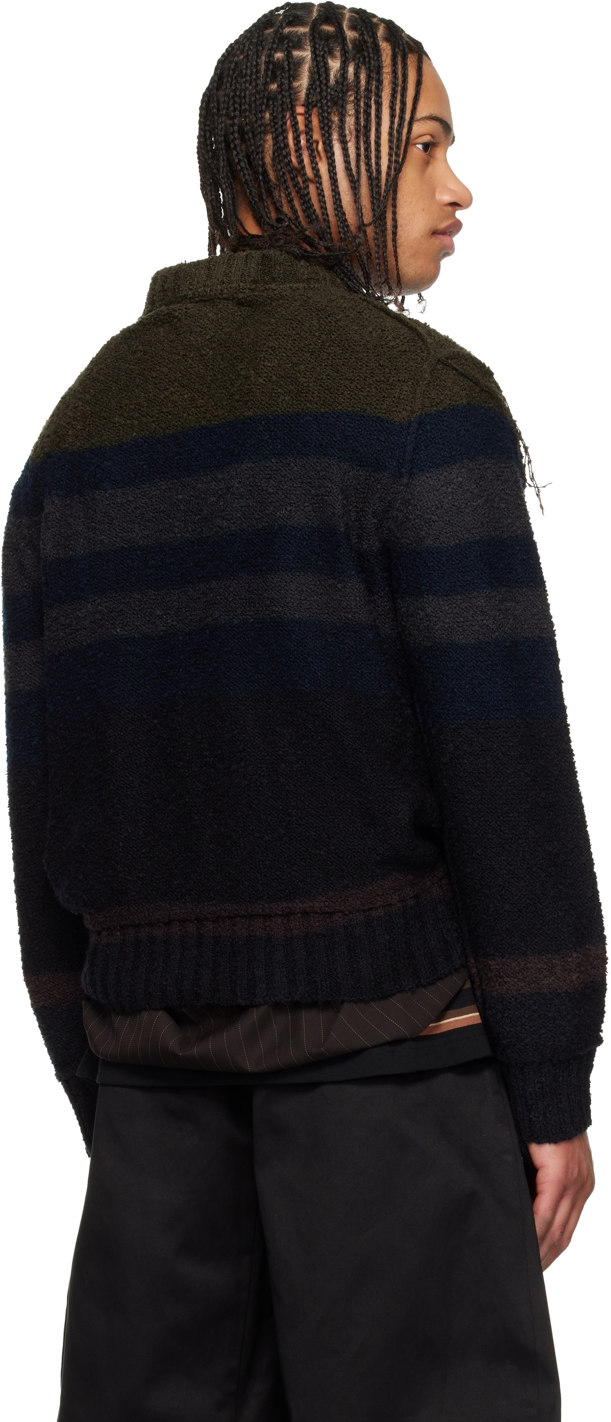 sacai Navy Horizontal Stripe Knit Pullover Sweater