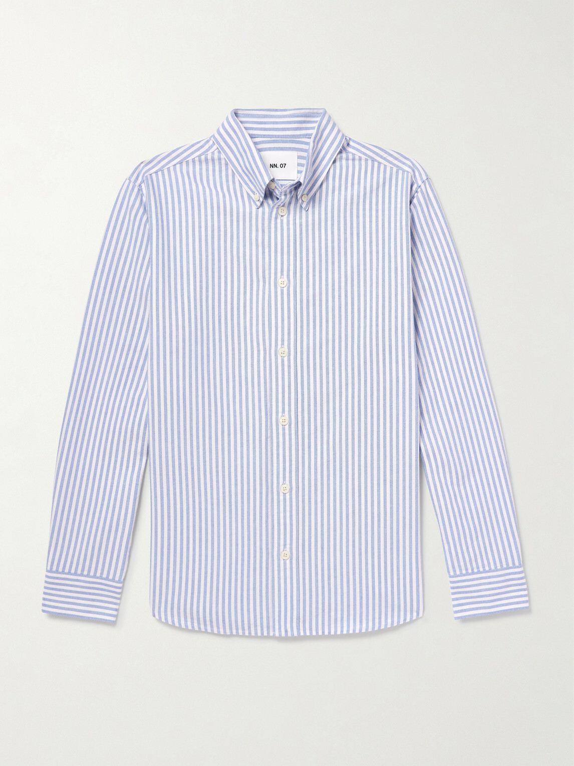 NN07 - Colby 5910 Button-Down Collar Striped Organic Cotton Oxford Shirt - Blue