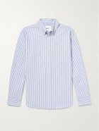 NN07 - Colby 5910 Button-Down Collar Striped Organic Cotton Oxford Shirt - Blue